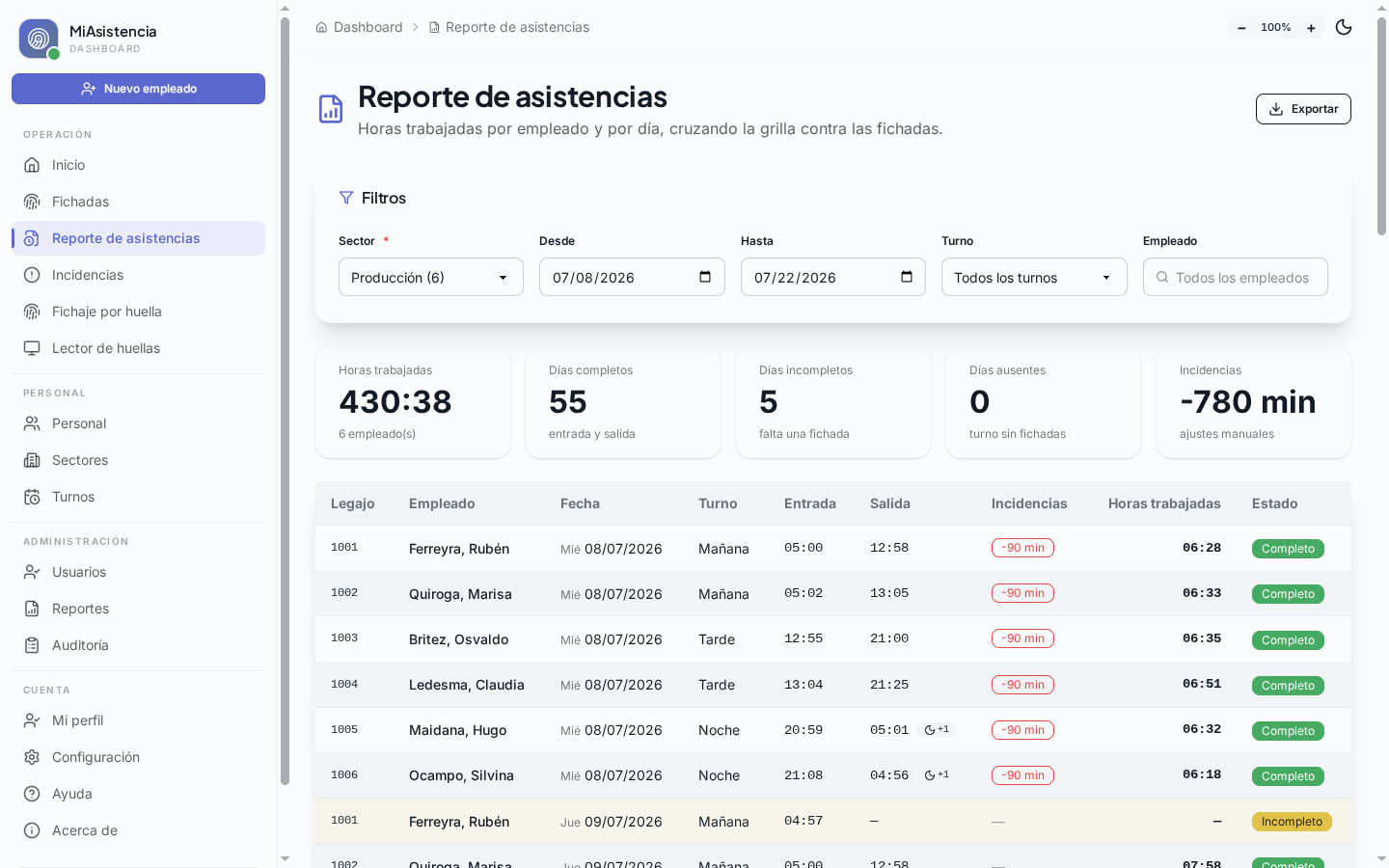 MiAsistencia - Control de Asistencias y Turnos